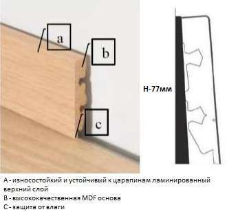 Ламинированный плинтус Balterio Jumbo Дуб Гарда (14х77х2400 мм)